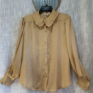 Max Studio Gold-Tan Button-Down Shirt